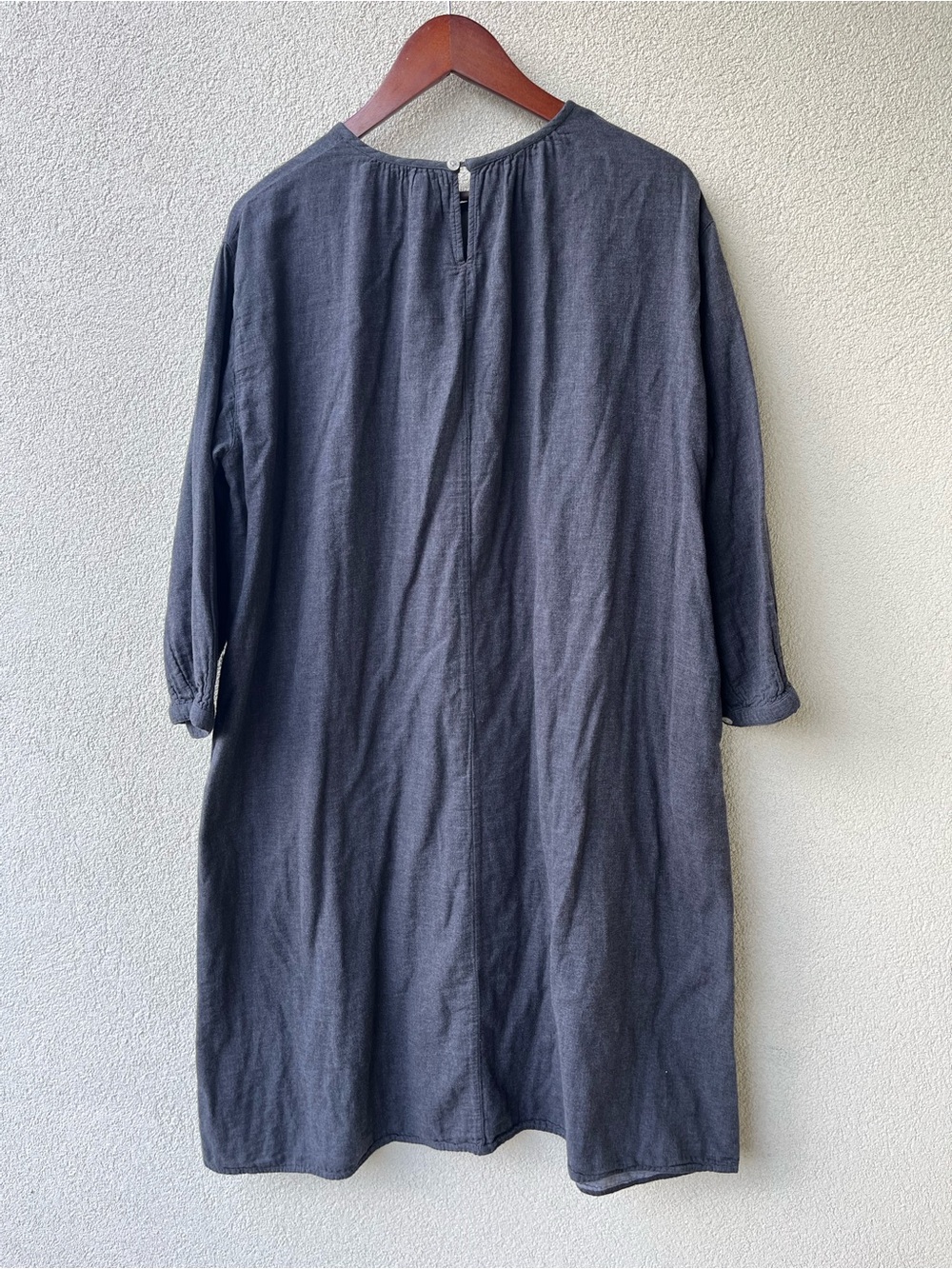 MUJI Double Cloth Flannel Sac Grey Midi/Maxi Dress - Picture 2 of 6